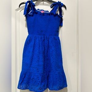 Blue shoulder tie dress.